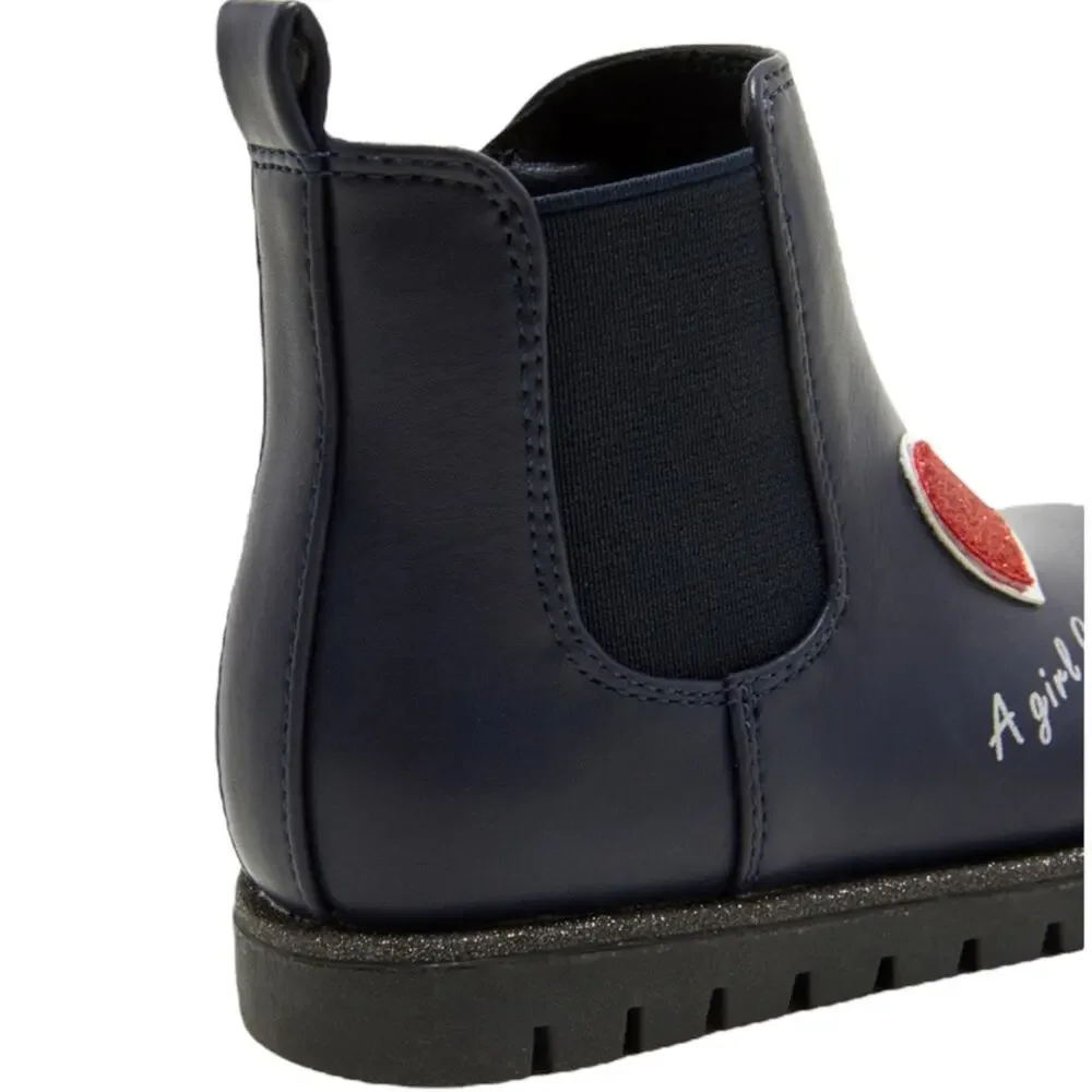 Toddler Heart Shape Graphic Side Zipper Boots Size 7
